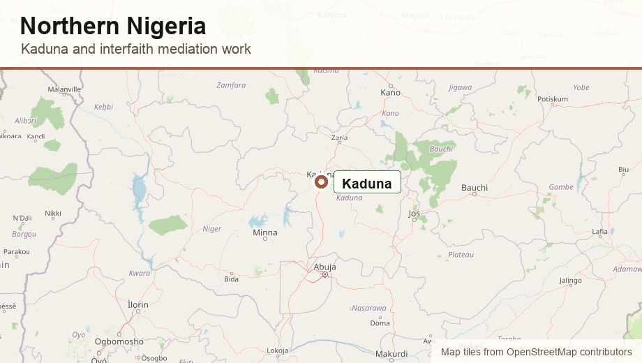 Map showing Kaduna in northern Nigeria.